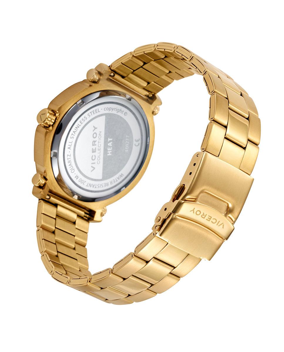 viceroy Reloj de hombre Heat de acero con esfera negra y correa IP dorado Rebajas top