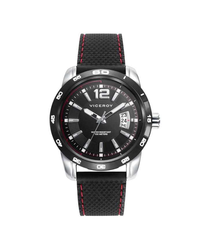viceroy Reloj de hombre Heat con caja de acero y correa negra de silicona