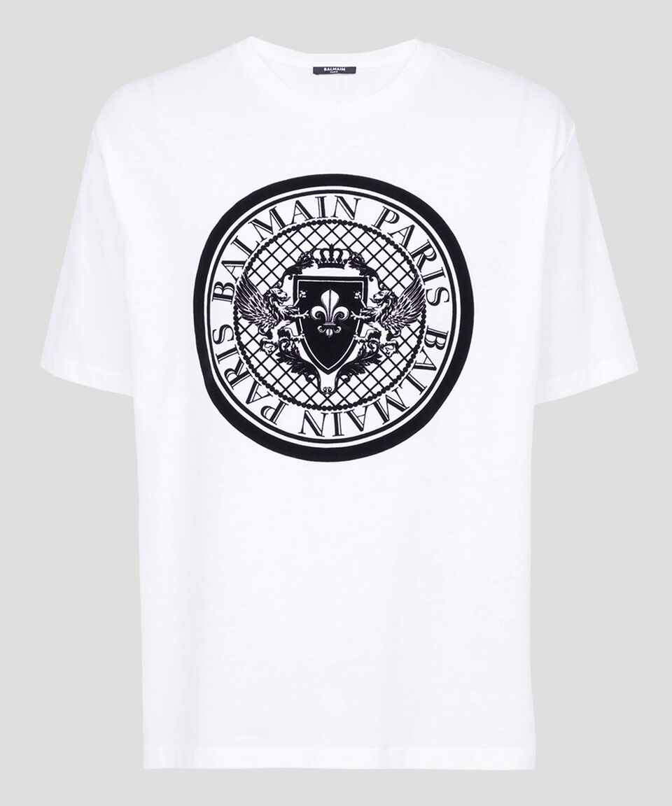 Balmain Playera de cuello redondo con manga corta estampada Hombre Envío gratis