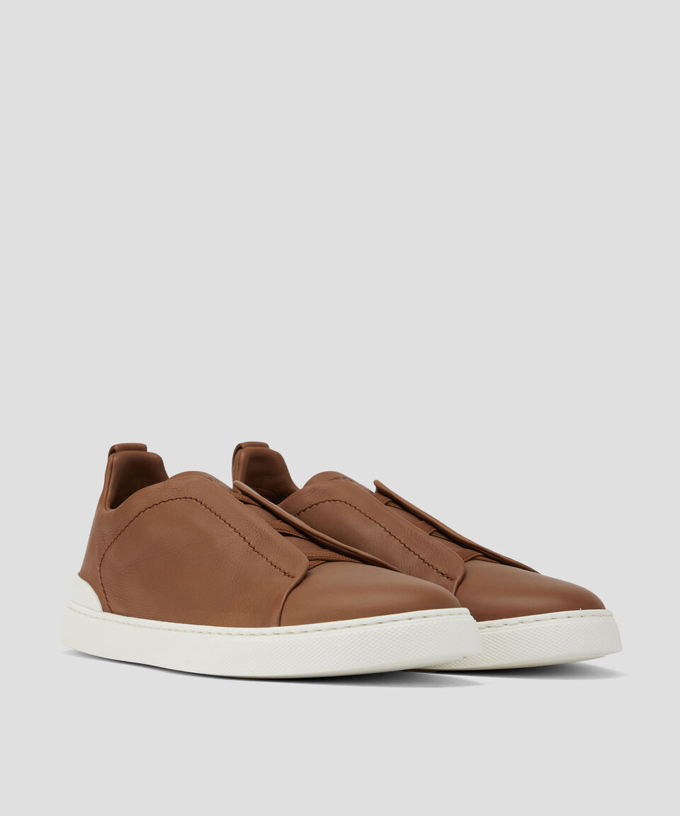 Zegna Tenis casuales en piel Triple Stitch Hombre Grandes ahorros