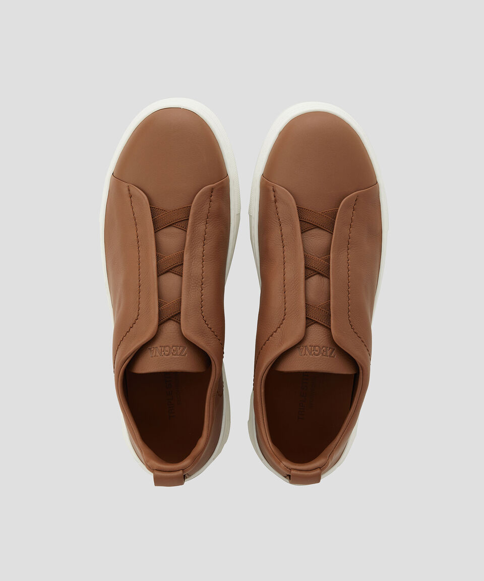Zegna Tenis casuales en piel Triple Stitch Hombre Grandes ahorros
