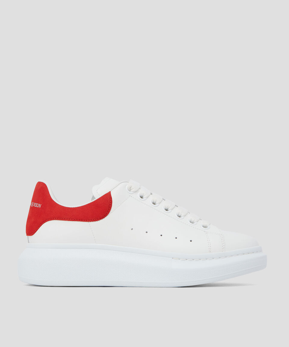 McQueen Tenis casuales con plataforma Oversized Lust Red en piel blancos Hombre