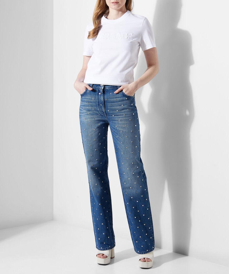 Versace Playera con logo de manga corta Mujer Rebajas de fin de temporada
