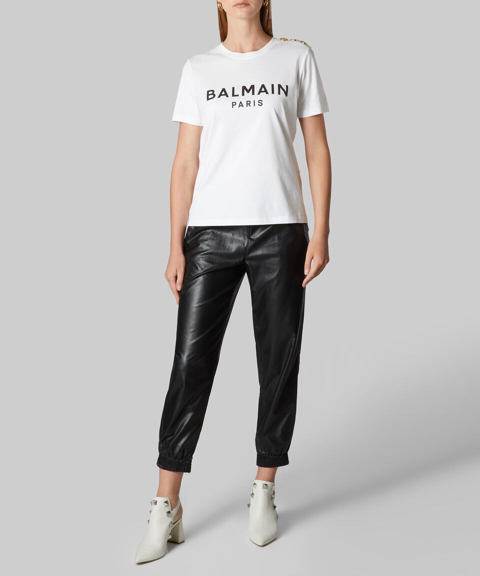 Balmain Playera de cuello redondo con manga corta estampado Mujer Los más vendidos