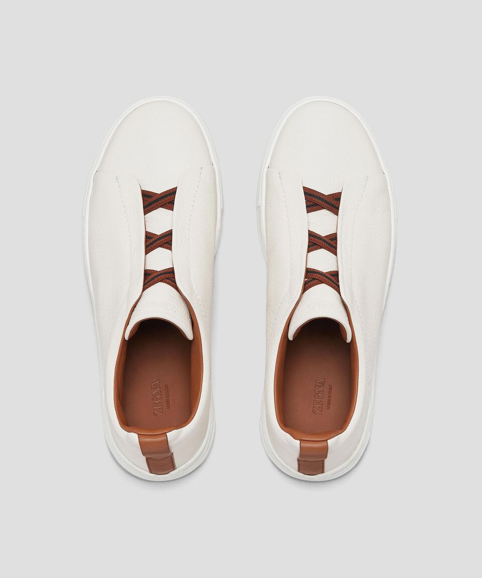 Zegna Tenis casuales Triple Stitch en piel blanca Hombre Ventas relámpago