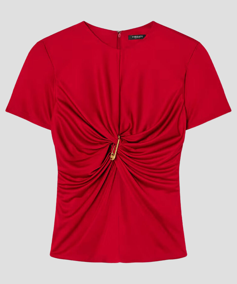 Versace Blusa fluida de manga corta Mujer Liquidación