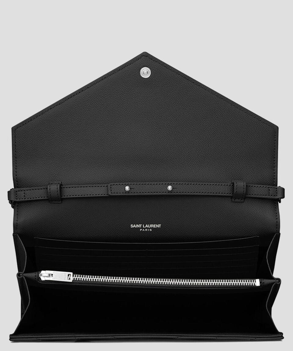 Saint Laurent Paris Cartera en piel con líneas Mujer Promoción por tiempo limitado