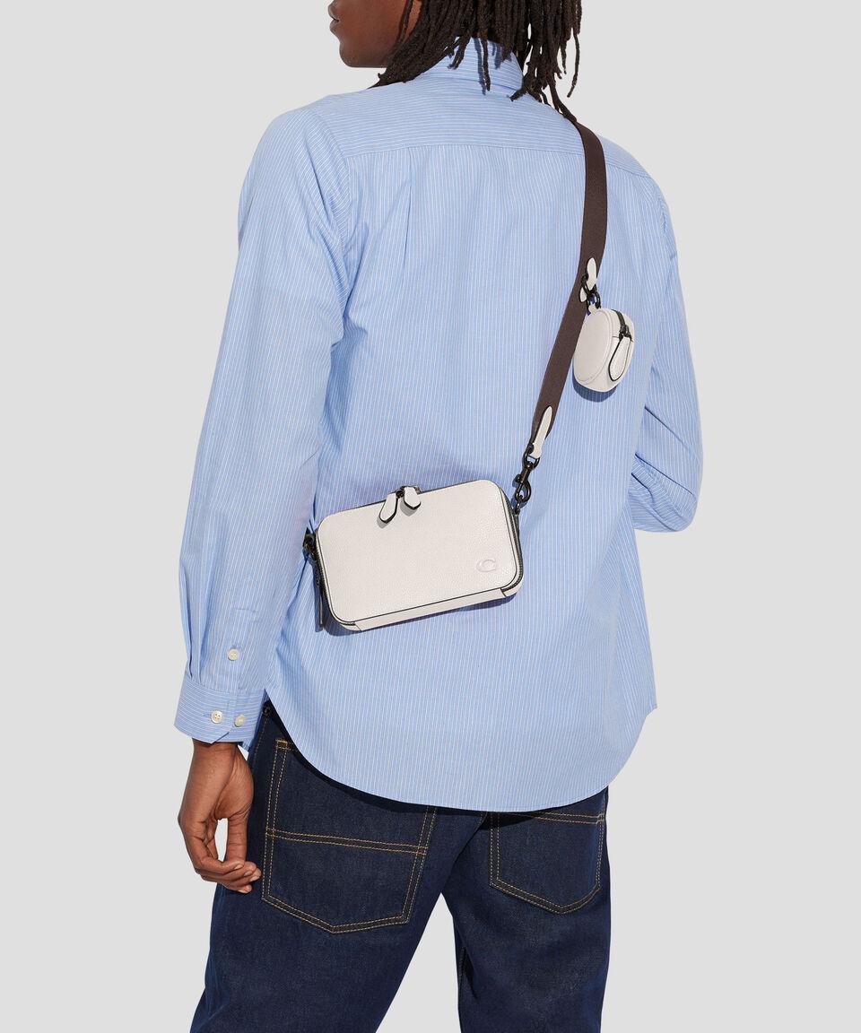 Coach Bolso Crossbody Charter Slim en piel blanco granulado Hombre Superdescuento