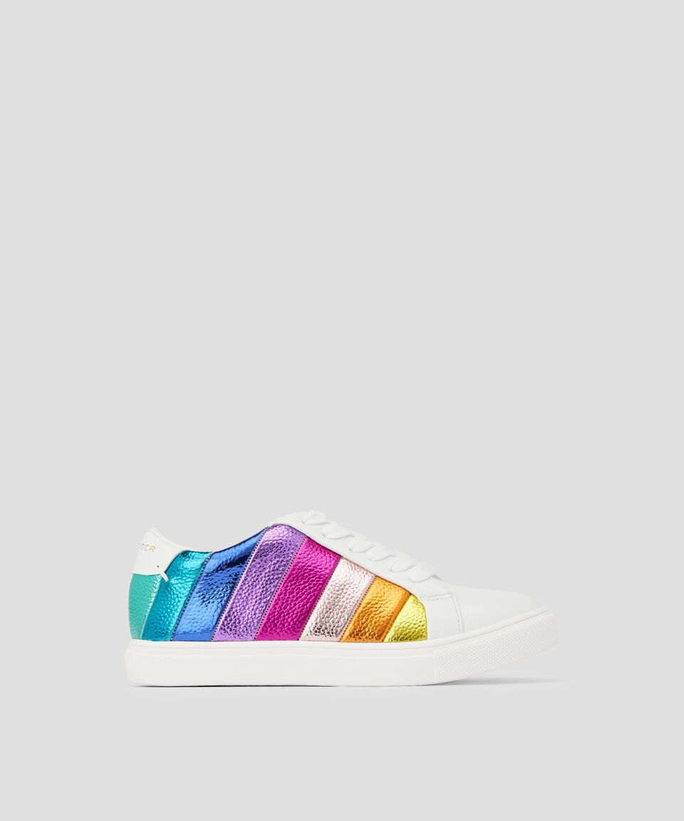 Kurt Geiger Tenis de piel Mini Lane con franjas metalizadas Niña