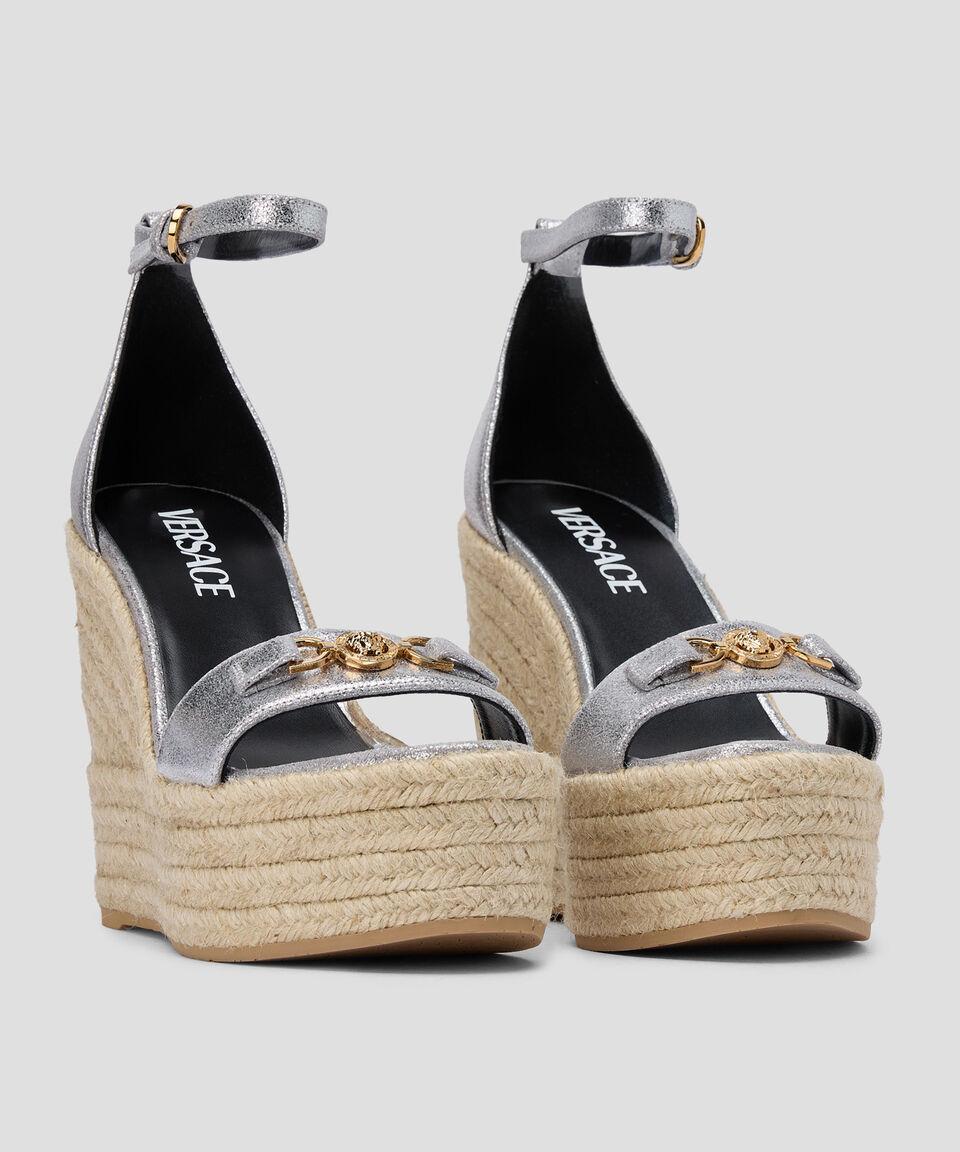 Versace Alpargatas de cuña alta Espadrilles en piel Mujer Precio ultrabajo