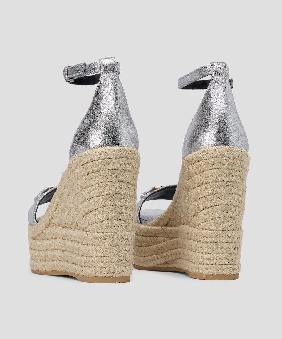 Versace Alpargatas de cuña alta Espadrilles en piel Mujer Precio ultrabajo