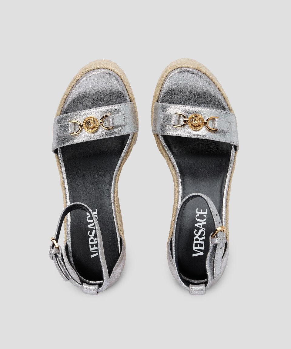 Versace Alpargatas de cuña alta Espadrilles en piel Mujer Precio ultrabajo