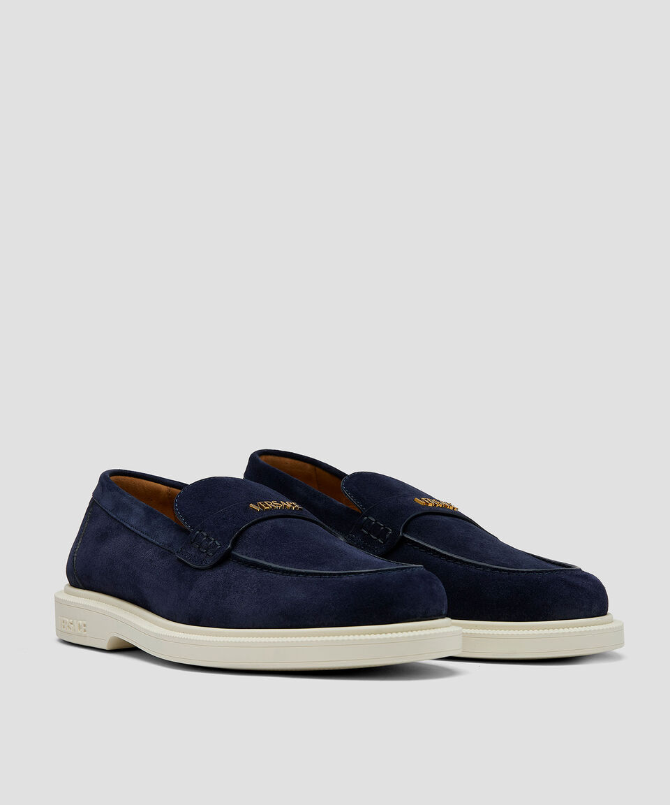 Versace Mocasines en piel gamuza con cinta Hombre Rebajas de fábrica