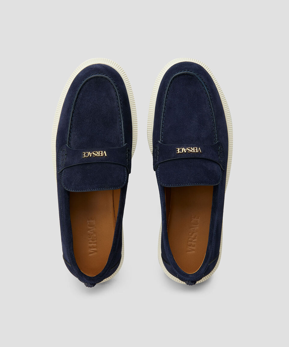 Versace Mocasines en piel gamuza con cinta Hombre Rebajas de fábrica