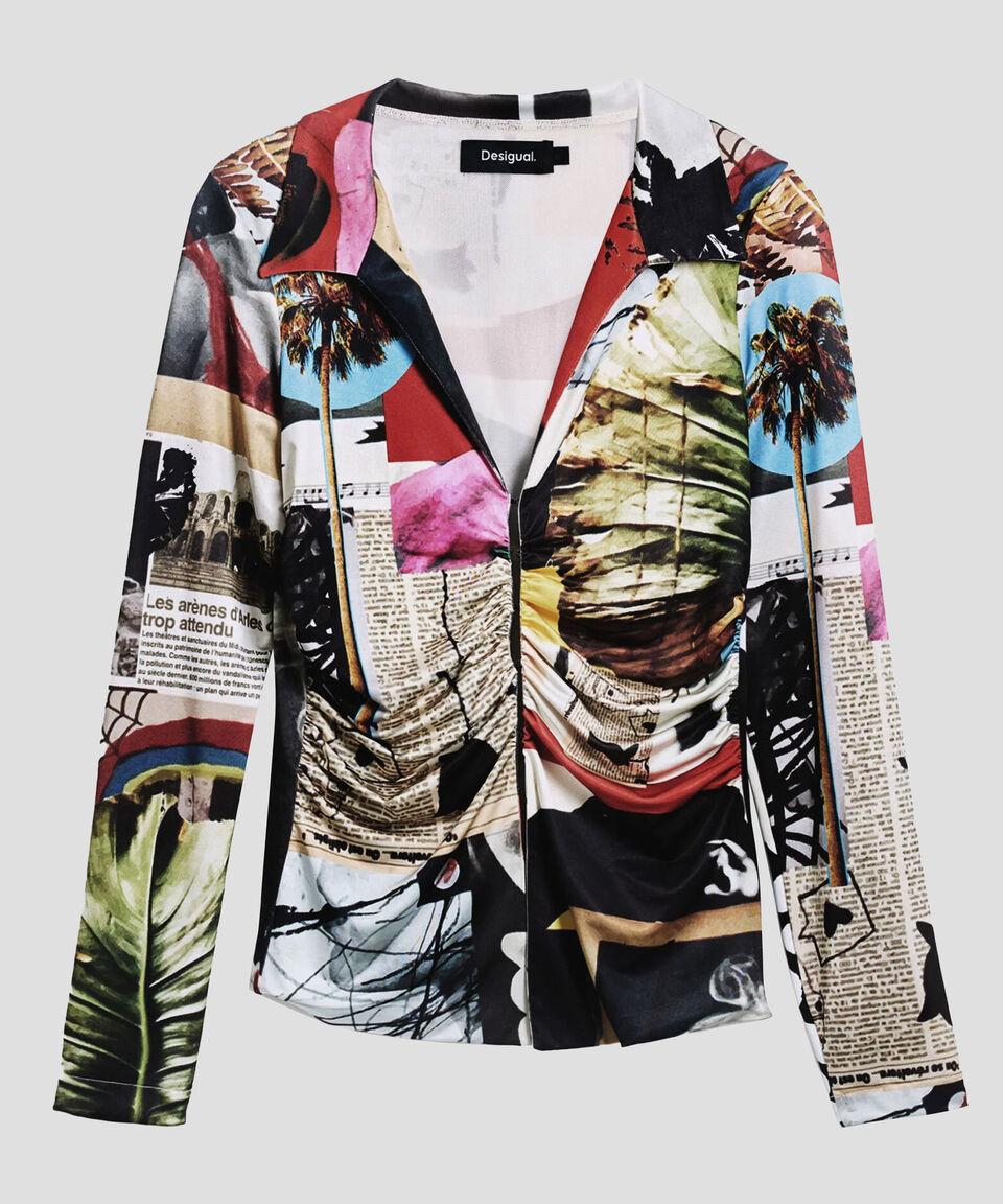 Desigual Playera cuello V manga larga multidiseño Mujer COMPRAR AHORA