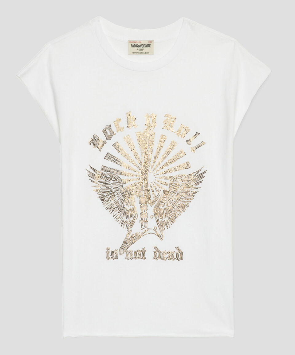 Zadig & Voltaire Playera cuello redondo manga corta con pedrería Mujer Grandes ahorros
