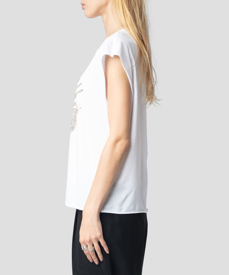 Zadig & Voltaire Playera cuello redondo manga corta con pedrería Mujer Grandes ahorros