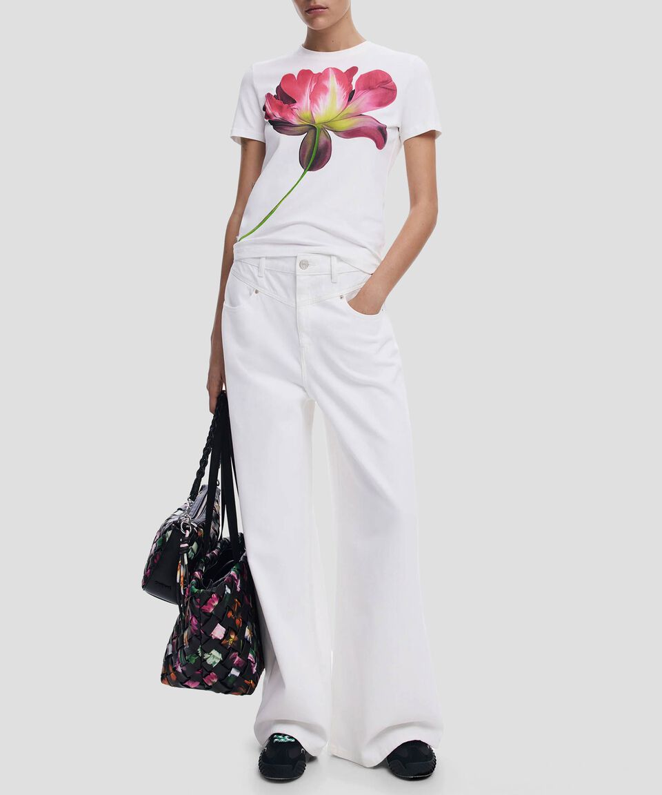 Desigual Camiseta flor grande Mujer Tienda