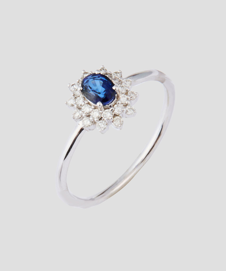 Eternity Anillo en Oro Blanco de 14 Kilates con Incrustación Mujer Superdescuento