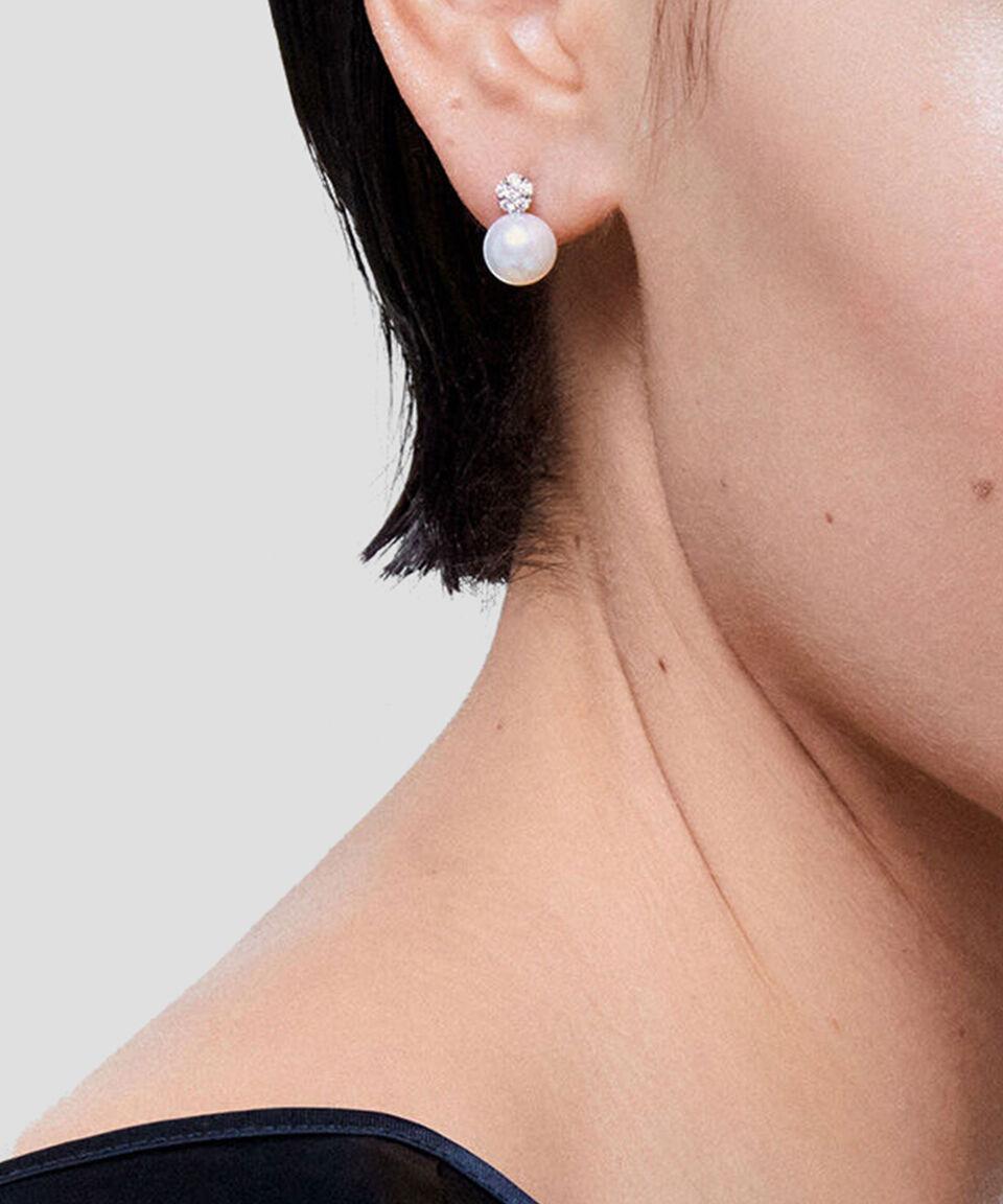 Suarez Aretes en oro blanco de 18 kilates con perla y diamante Mujer Mejor oferta