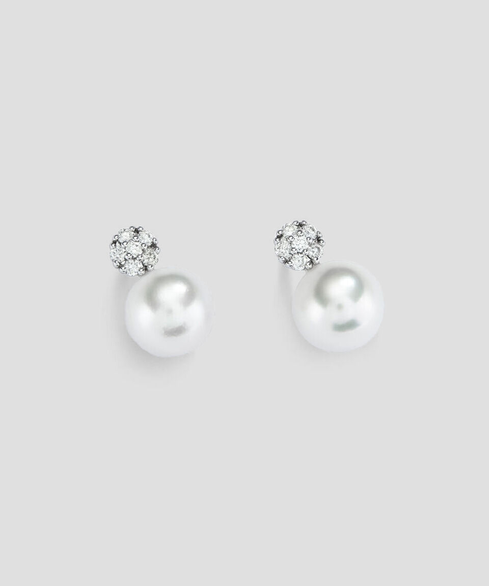 Suarez Aretes en oro blanco de 18 kilates con perla y diamante Mujer Mejor oferta