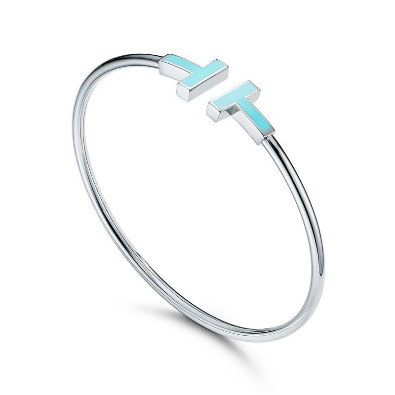 Tiffany & Co. Tiffany T Pulsera Wire de turquesa de oro blanco Solo queda un día