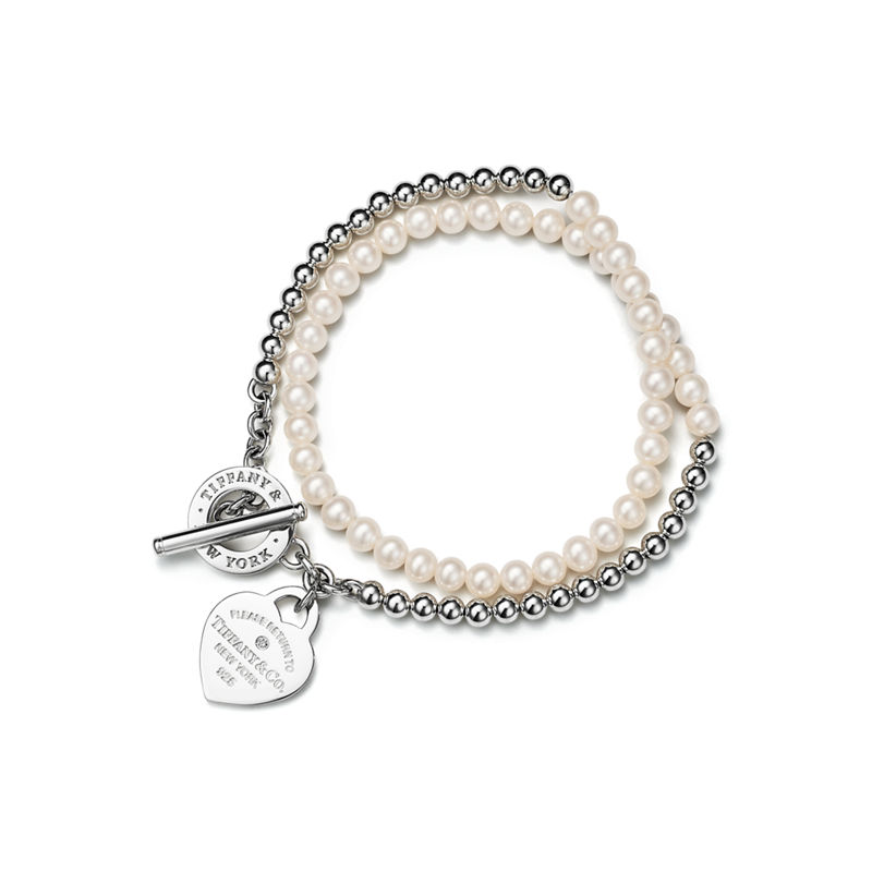 Tiffany & Co. Return to Tiffany™ Pulsera de cuentas de varias vueltas en plata con perlas y un diamante tamaño pequeño