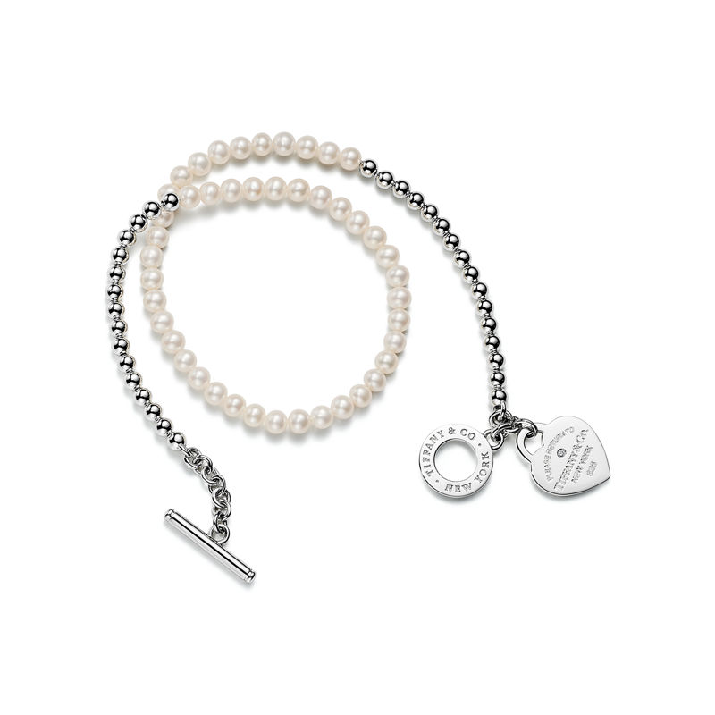 Tiffany & Co. Return to Tiffany™ Pulsera de cuentas de varias vueltas en plata con perlas y un diamante tamaño pequeño Envío internacional gratuito