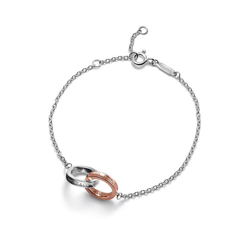 Tiffany & Co. Tiffany 1837™ Pulsera de cadena con círculos entrelazados en plata de ley y oro rosa