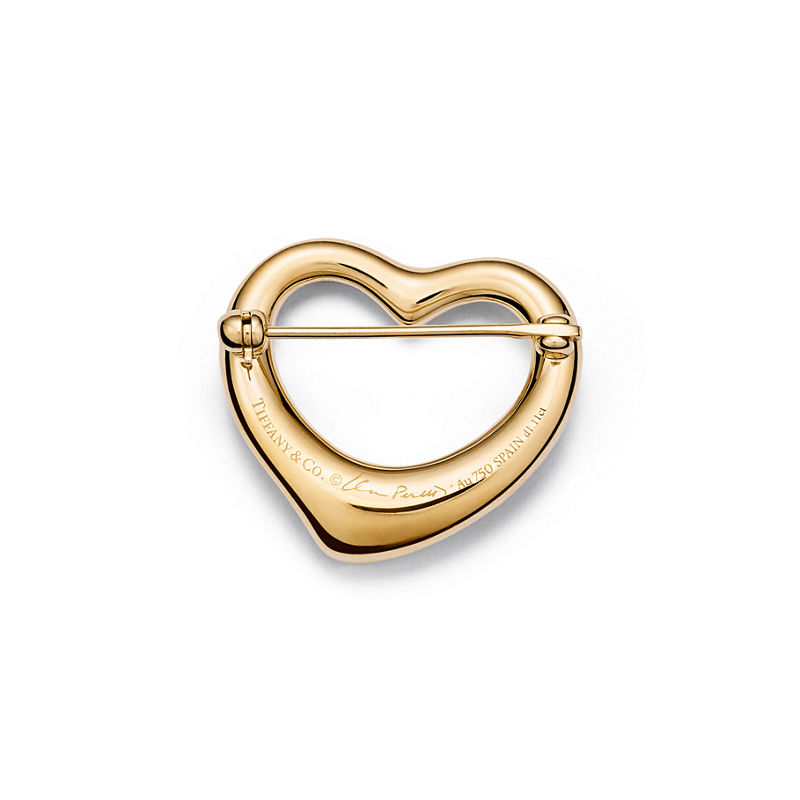 Tiffany & Co. Elsa Peretti® Broche Open Heart de oro amarillo con diamantes en pavé Devoluciones gratuitas