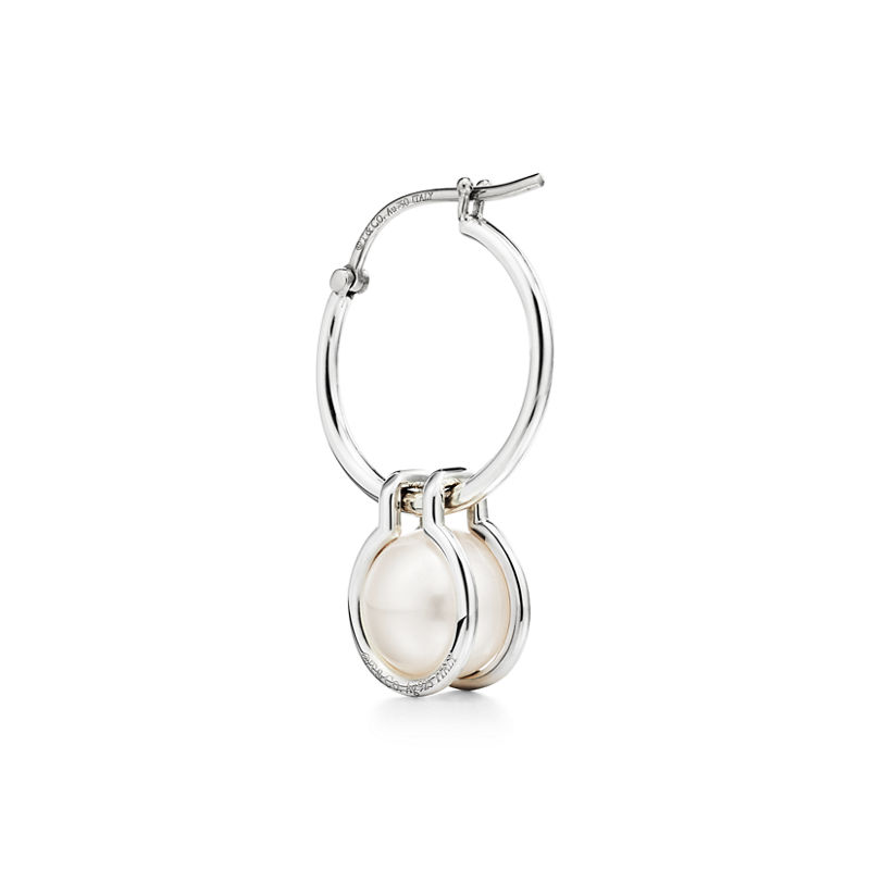 Tiffany & Co. Tiffany HardWear Pendientes de aro con perlas en plata de ley de plata de ley Rebajas