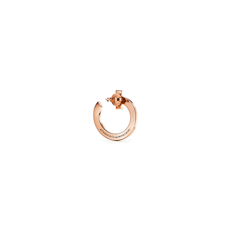 Tiffany & Co. Tiffany T T1 Pendientes de aro abiertos de oro rosa con diamantes Liquidación