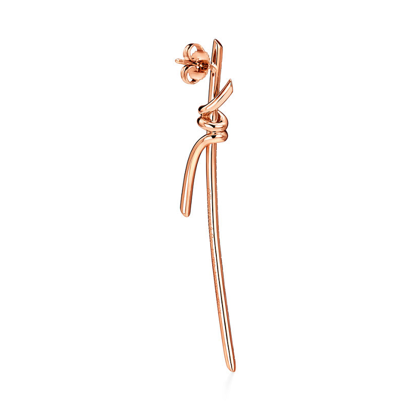 Tiffany & Co. Tiffany Knot Pendientes largos en oro rosa con diamantes Rebajas online