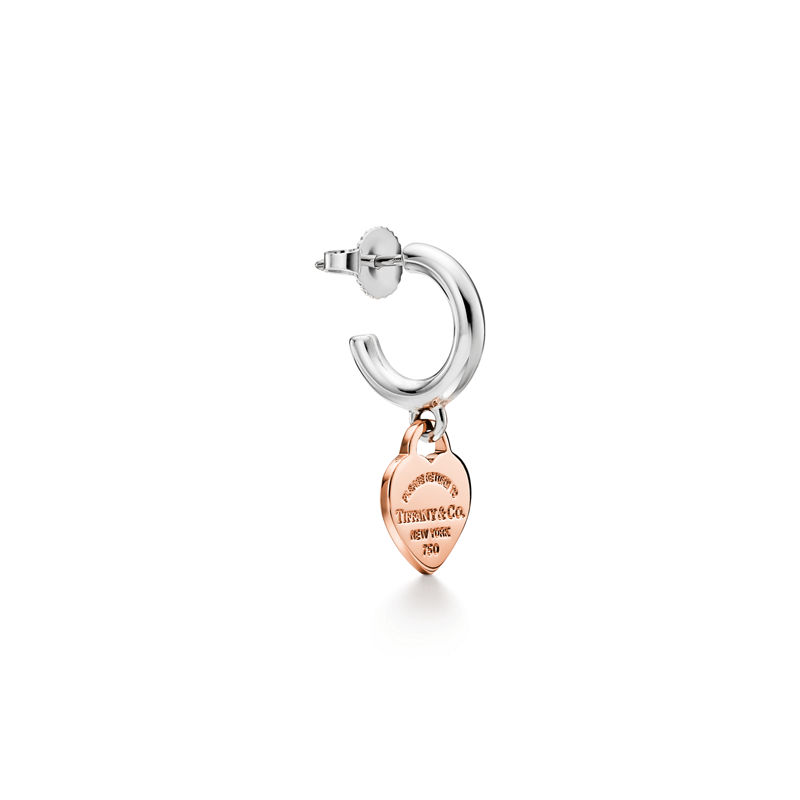 Tiffany & Co. Return to Tiffany™ Pendientes de aro de plata de ley y oro rosa tamaño mini Últimos 2 días