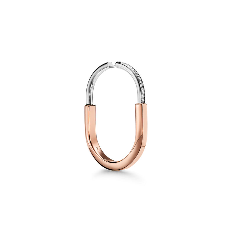 Tiffany & Co. Tiffany Lock Pendientes en oro rosa y blanco con diamantes extragrandes Último día