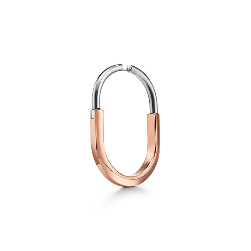 Tiffany & Co. Tiffany Lock Pendientes en oro rosa y blanco con diamantes extragrandes Último día