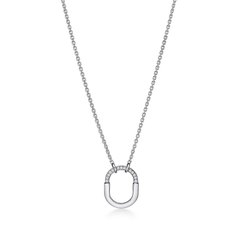 Tiffany & Co. Tiffany Lock Colgante pequeño de oro blanco con diamantes
