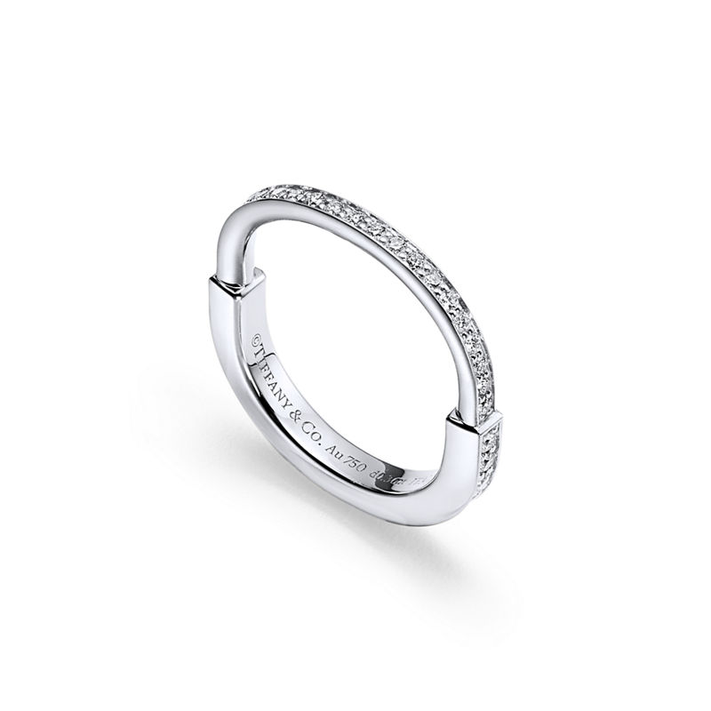 Tiffany & Co. Tiffany Lock Anillo de oro blanco con diamantes en pavé Envío internacional gratuito