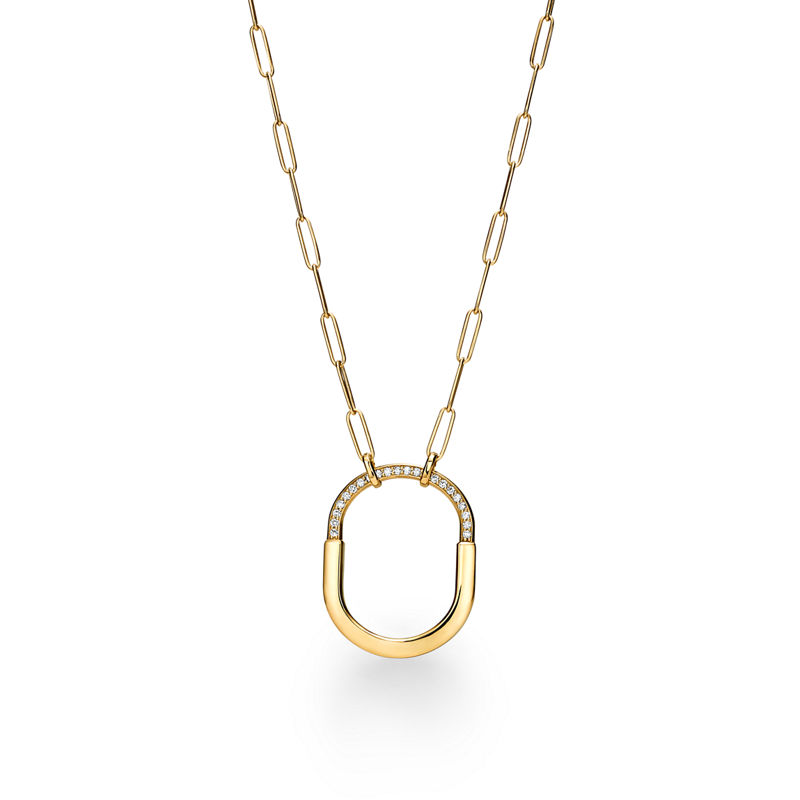Tiffany & Co. Tiffany Lock Colgante en oro amarillo con diamantes tamaño grande