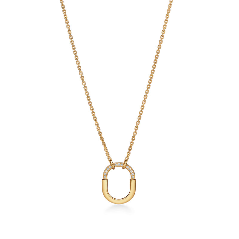 Tiffany & Co. Tiffany Lock Colgante pequeño de oro amarillo con diamantes