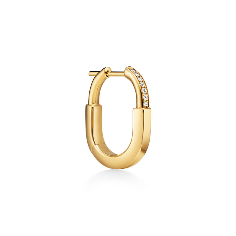Tiffany & Co. Tiffany Lock Pendientes pequeños de oro amarillo con diamantes Descuentos del mes