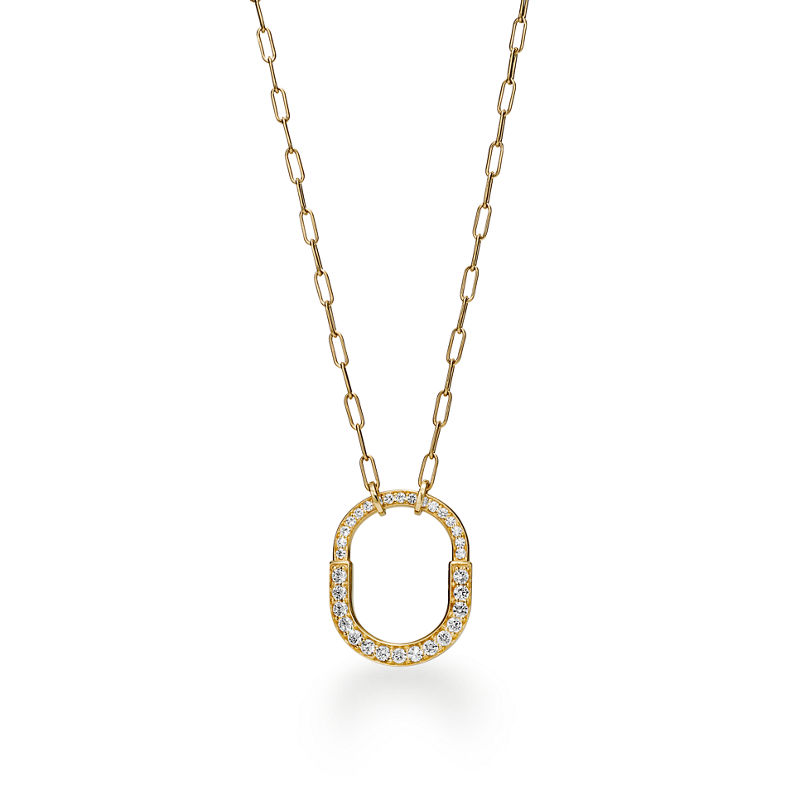 Tiffany & Co. Tiffany Lock Colgante en oro amarillo con diamantes en pavé tamaño mediano