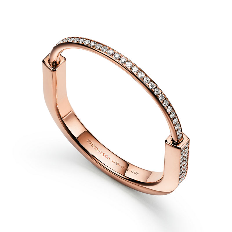 Tiffany & Co. Tiffany Lock Brazalete en oro rosa con pavé completo de diamantes Descuento por venta flash