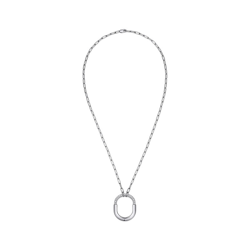 Tiffany & Co. Tiffany Lock Colgante en oro blanco con diamantes tamaño mediano Ofertas especiales