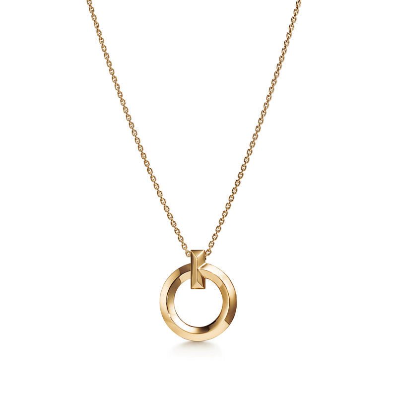 Tiffany & Co. Tiffany T T1 Colgante circular de oro amarillo tamaño pequeño