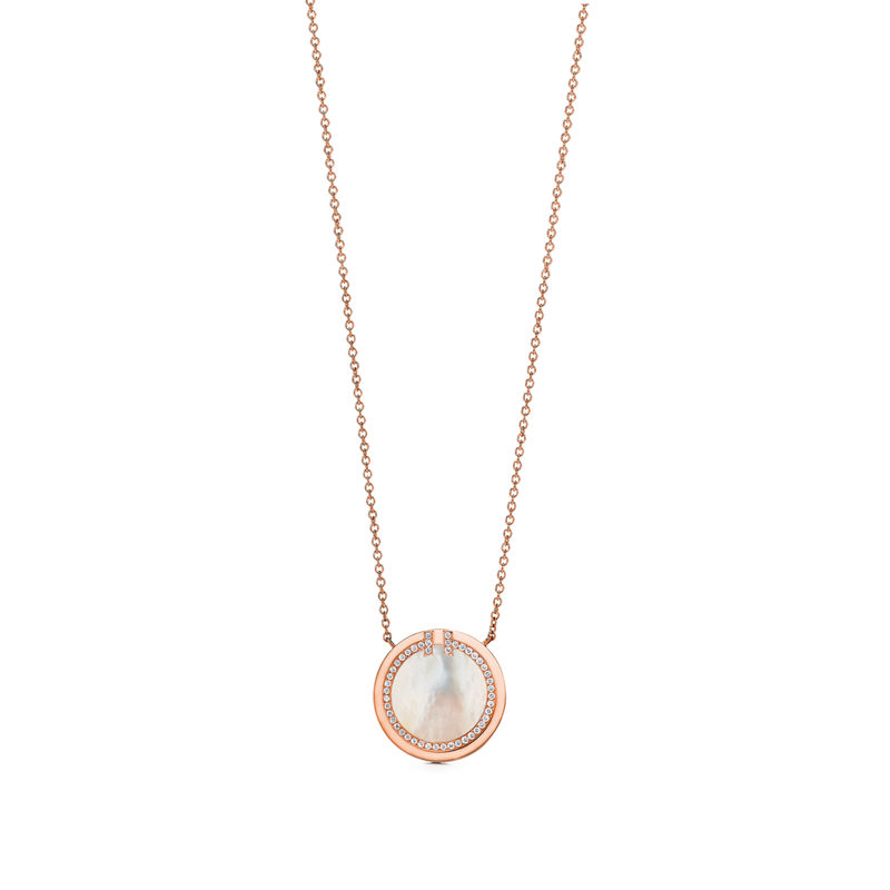 Tiffany & Co. Tiffany T Colgante circular de diamantes y nácar de oro rosa