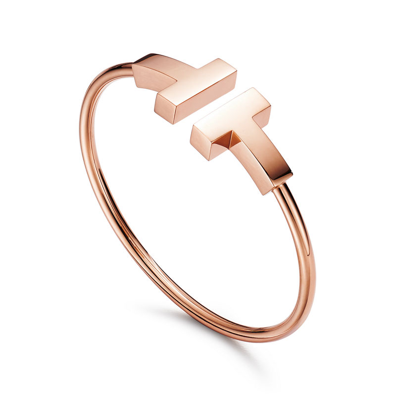 Tiffany & Co. Tiffany T Pulsera Wire ancha de oro rosa Rebajas de fábrica