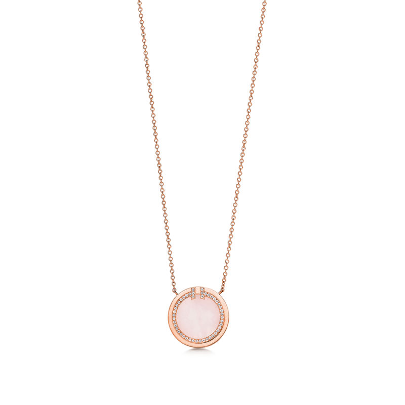 Tiffany & Co. Tiffany T Colgante circular de diamantes y ópalo rosa de oro rosa