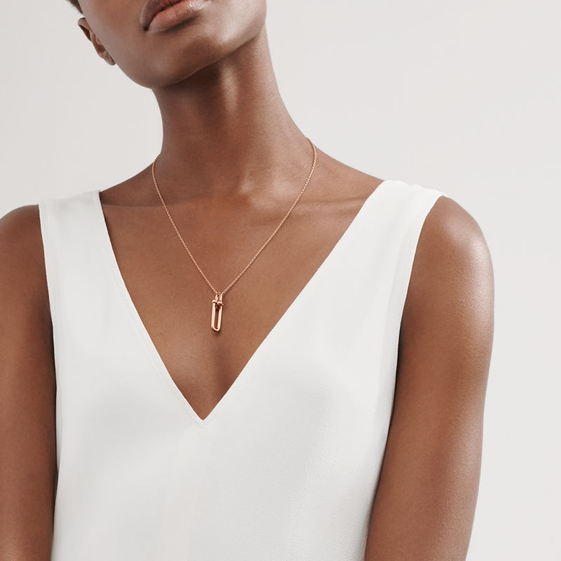 Tiffany & Co. Tiffany HardWear Colgante con eslabón alargado de oro rosa Oferta especial de fábrica