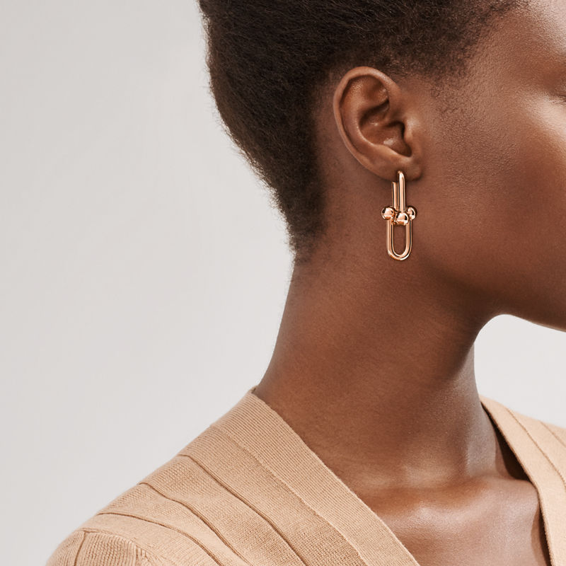 Tiffany & Co. Tiffany HardWear Pendientes de eslabones extragrandes de oro rosa Superdescuento